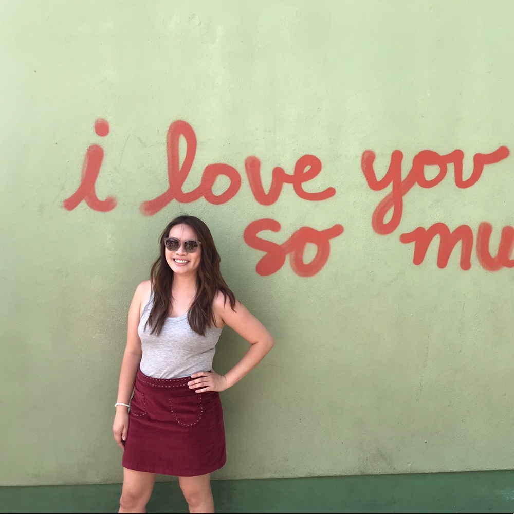 Red Micro Suede Skirt Stud High Waist Fall Concert